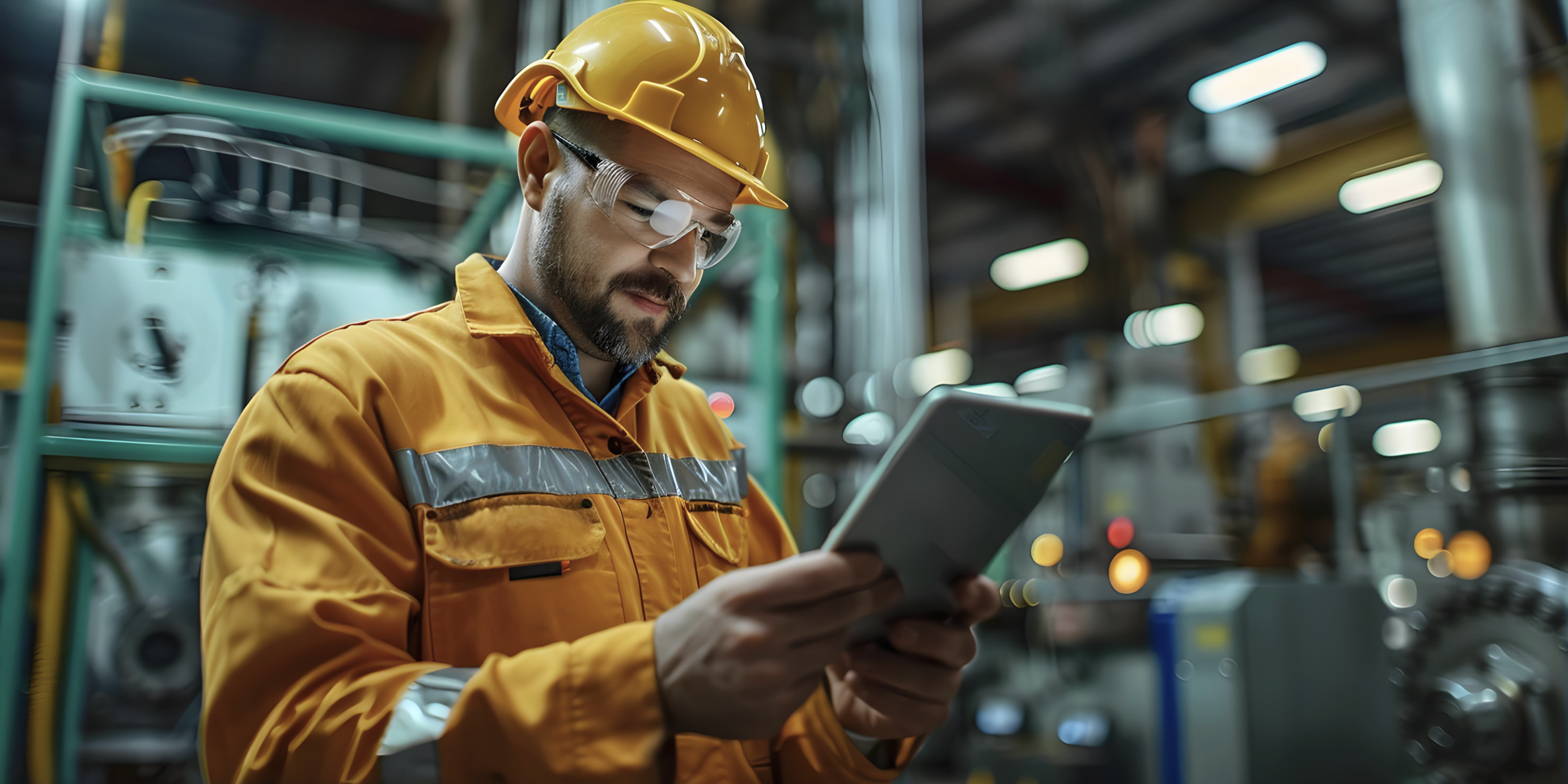 technicien qui utilise sa tablette sur son lieu de travail